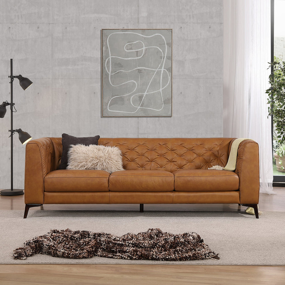 Beatnik 90" Tan Genuine Leather Sofa