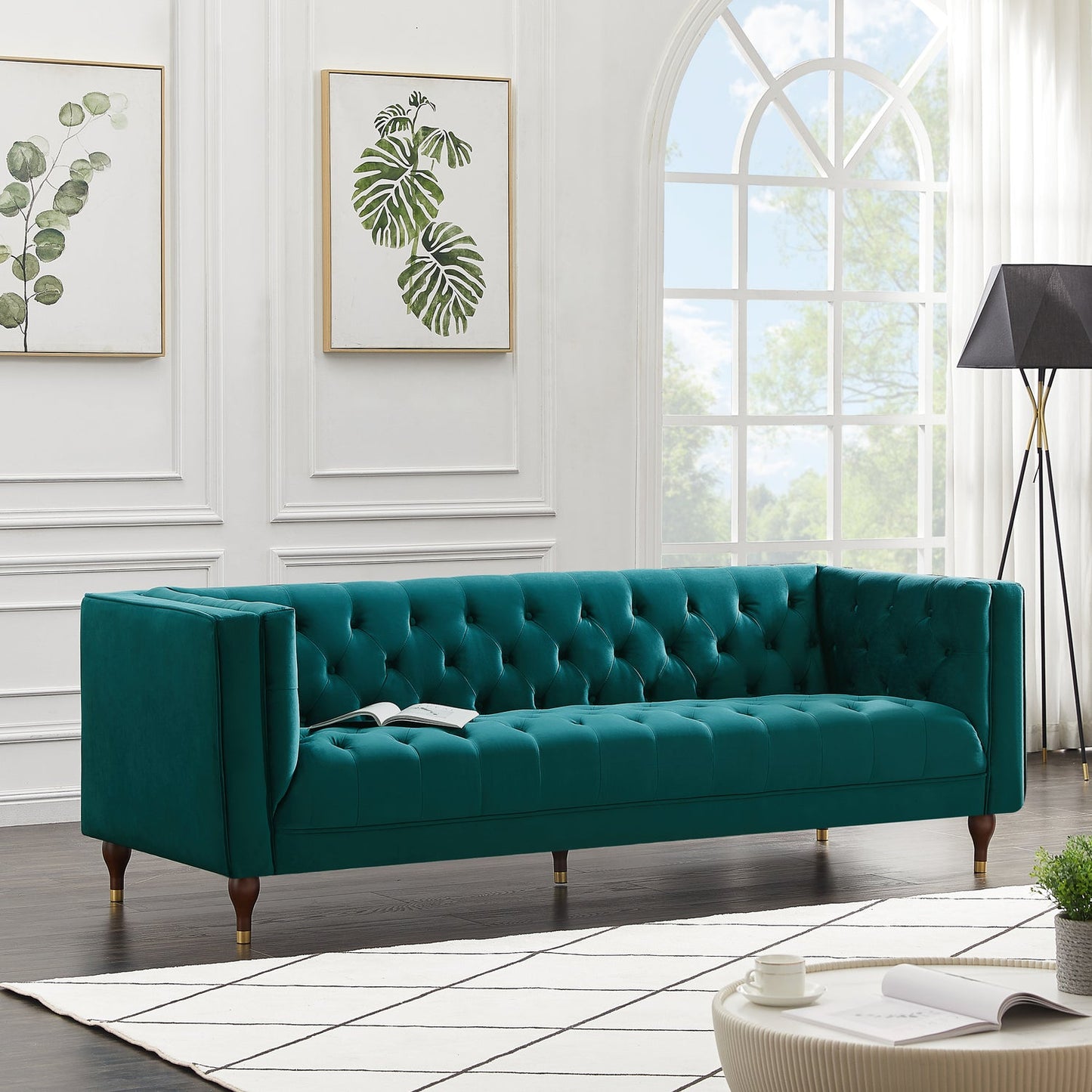 Evelyn 88" Green Luxury Chesterfield Sofa