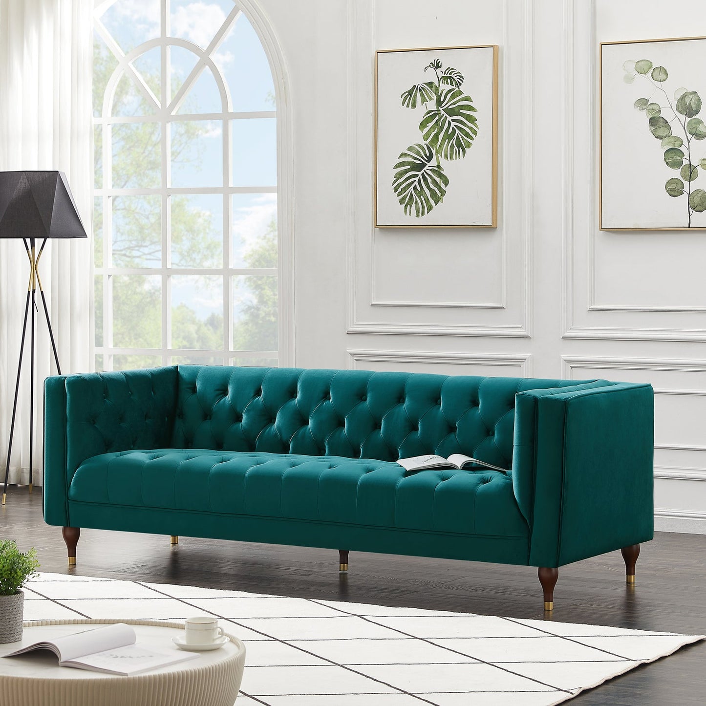 Evelyn 88" Green Luxury Chesterfield Sofa