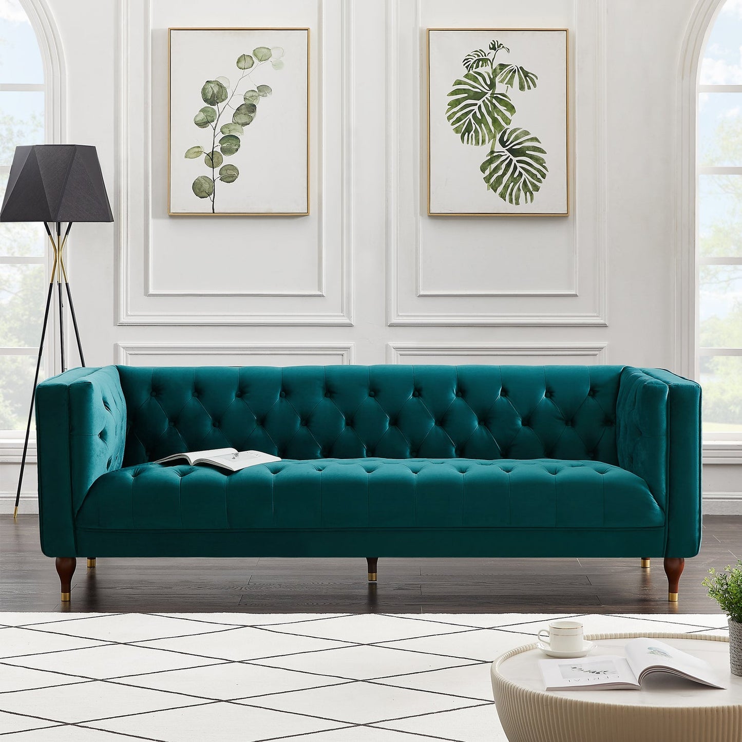 Evelyn 88" Green Luxury Chesterfield Sofa