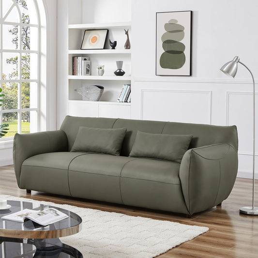 Hughes 88"Olive Green Leather Sofa