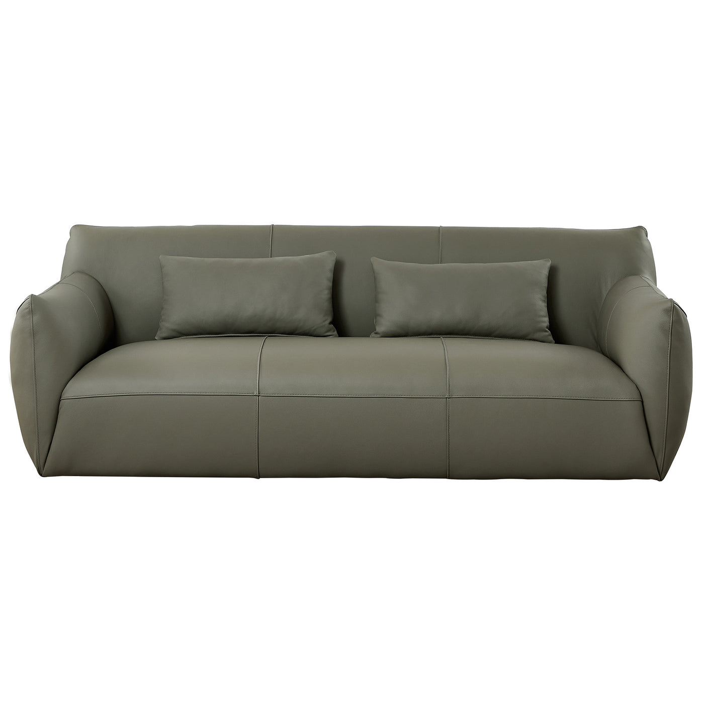 Hughes 88"Olive Green Leather Sofa