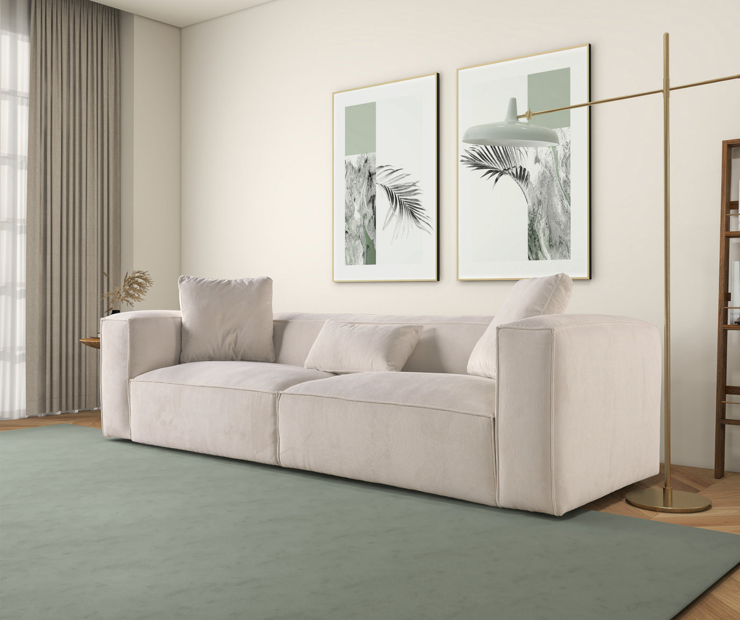 Conner Cream Corduroy 110" Sofa