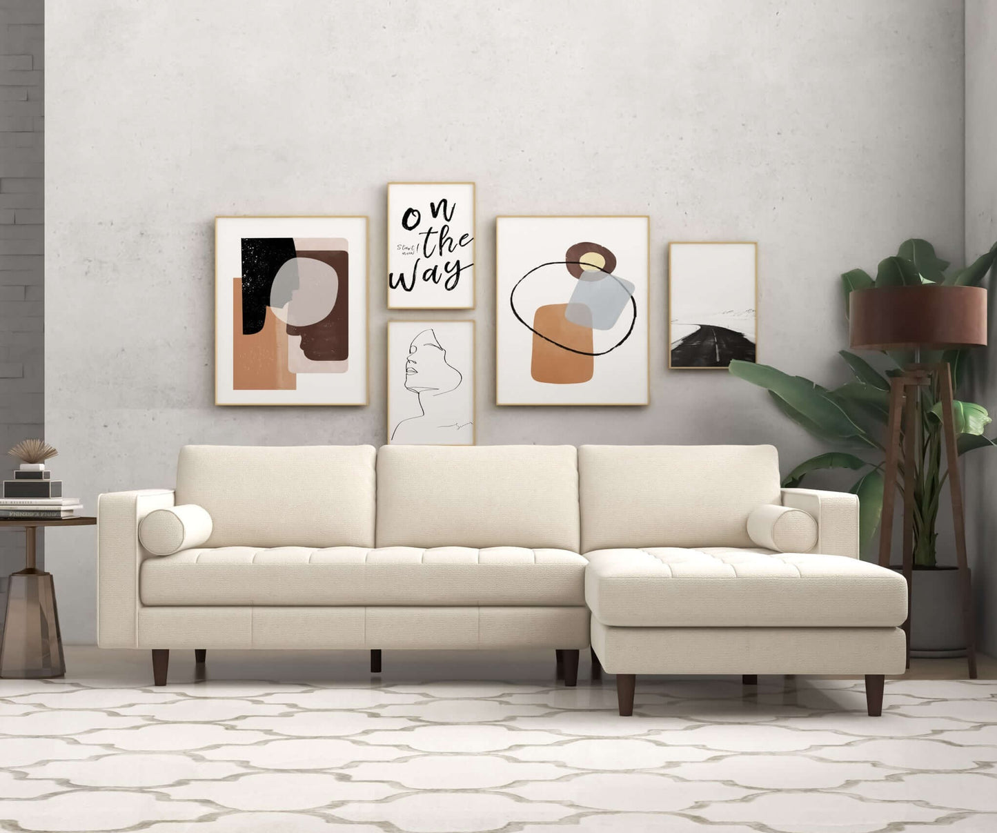 Anthony 101" Cream Boucle L Shape Corner Sectional