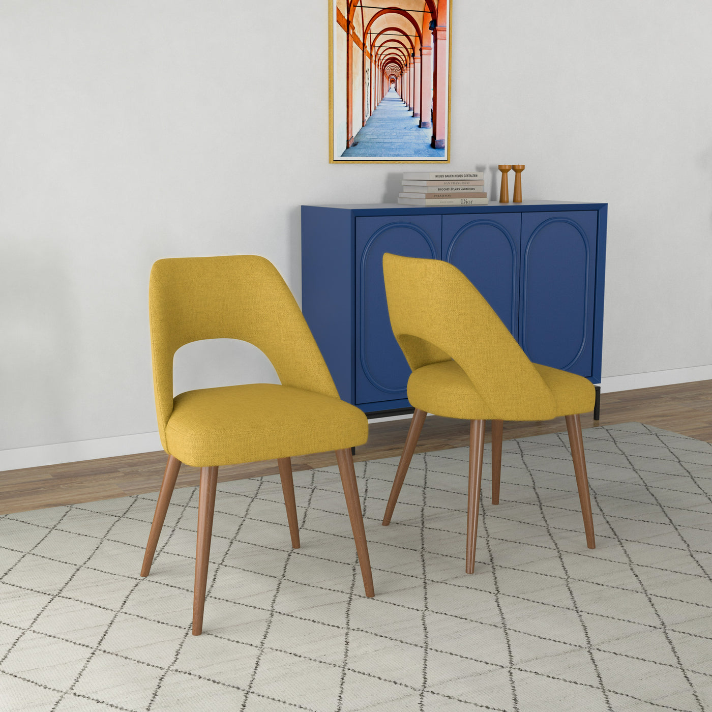 Juliana Mid Century Modern Yellow Fabric Dining Chair (Set Of 2)