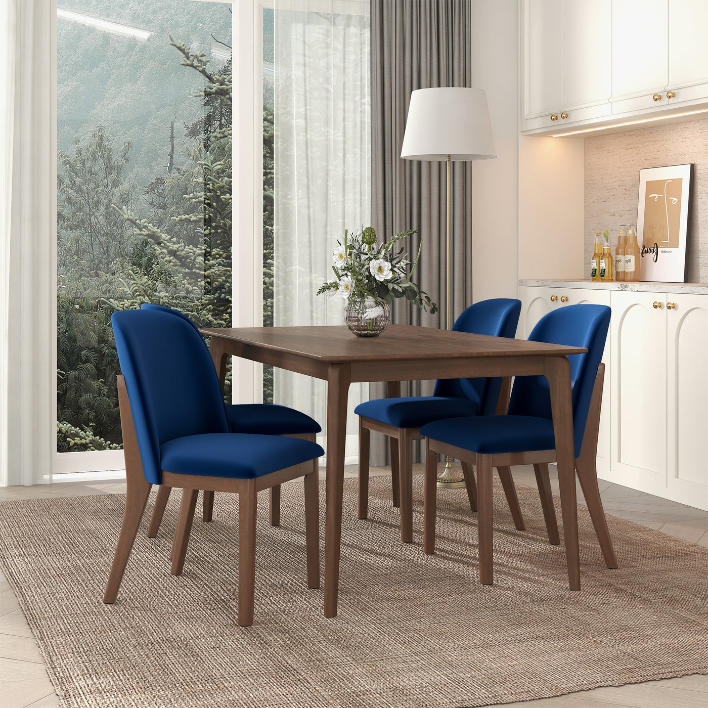 Kaitlyn Navy Blue Velvet Dining Chair (Set Of 2)