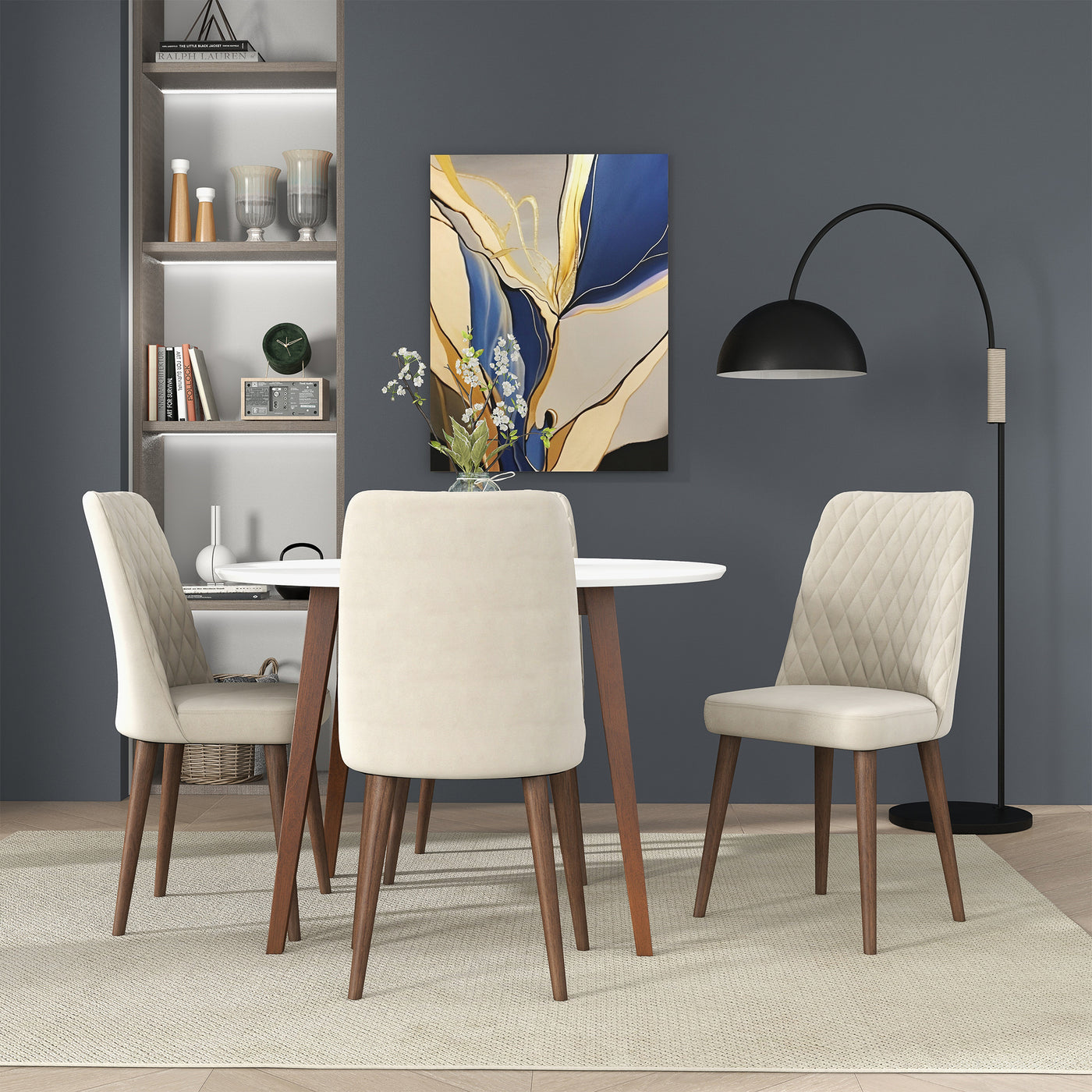 Katie Beige Velvet Dining Chair (Set Of 2)