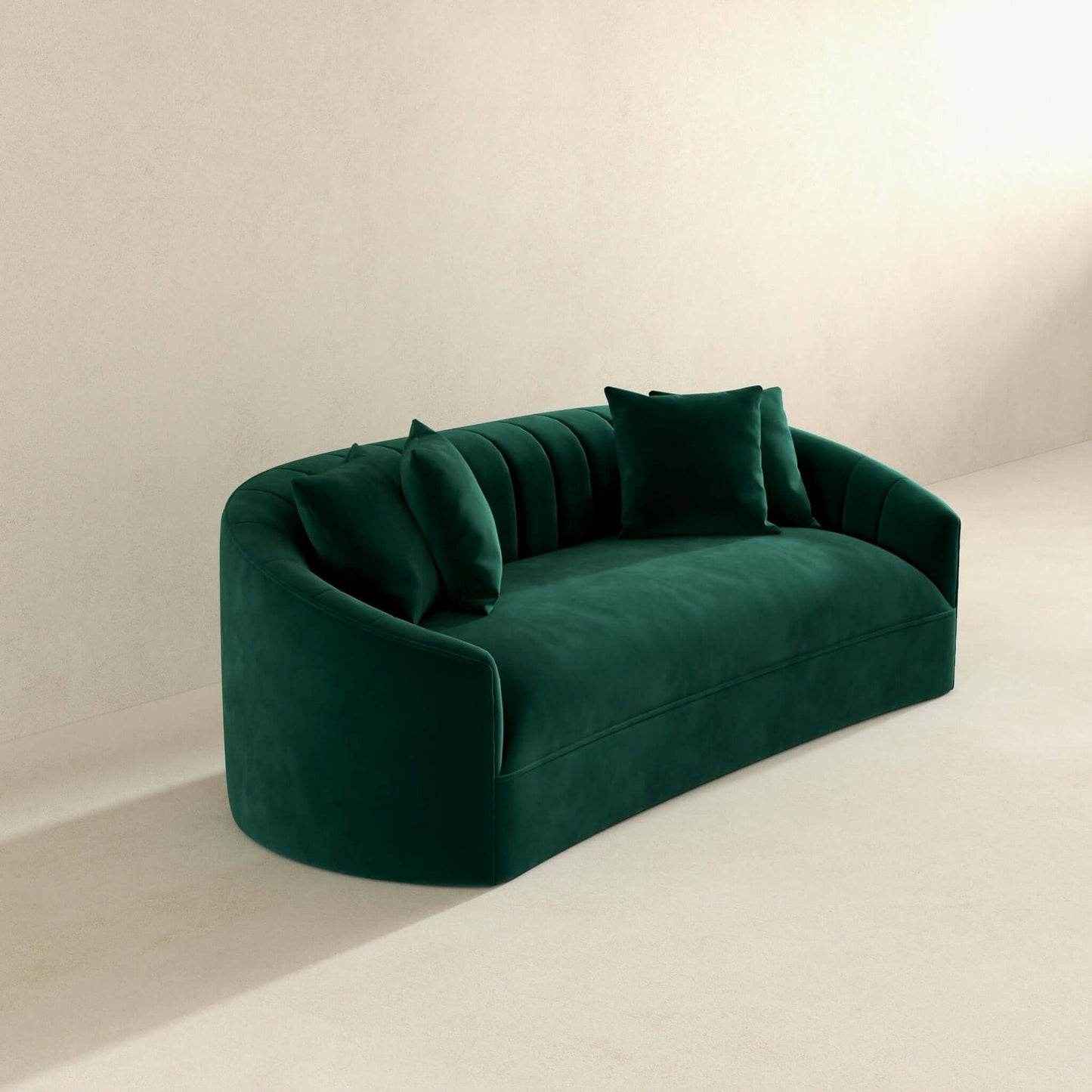 Kante 89" Mid-Century Modern Green Velvet Sofa