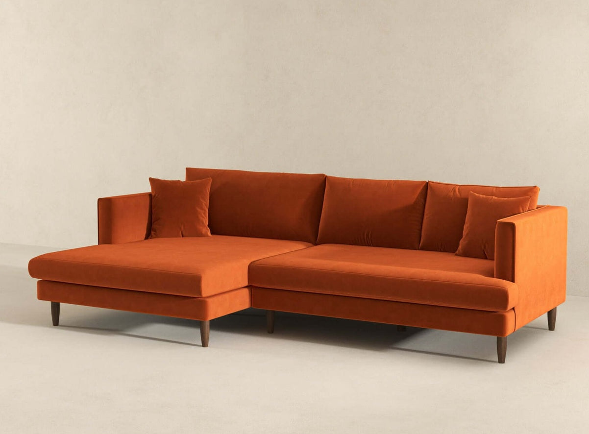 Blake 107" Orange L-Shaped Sectional Sofa Left Facing