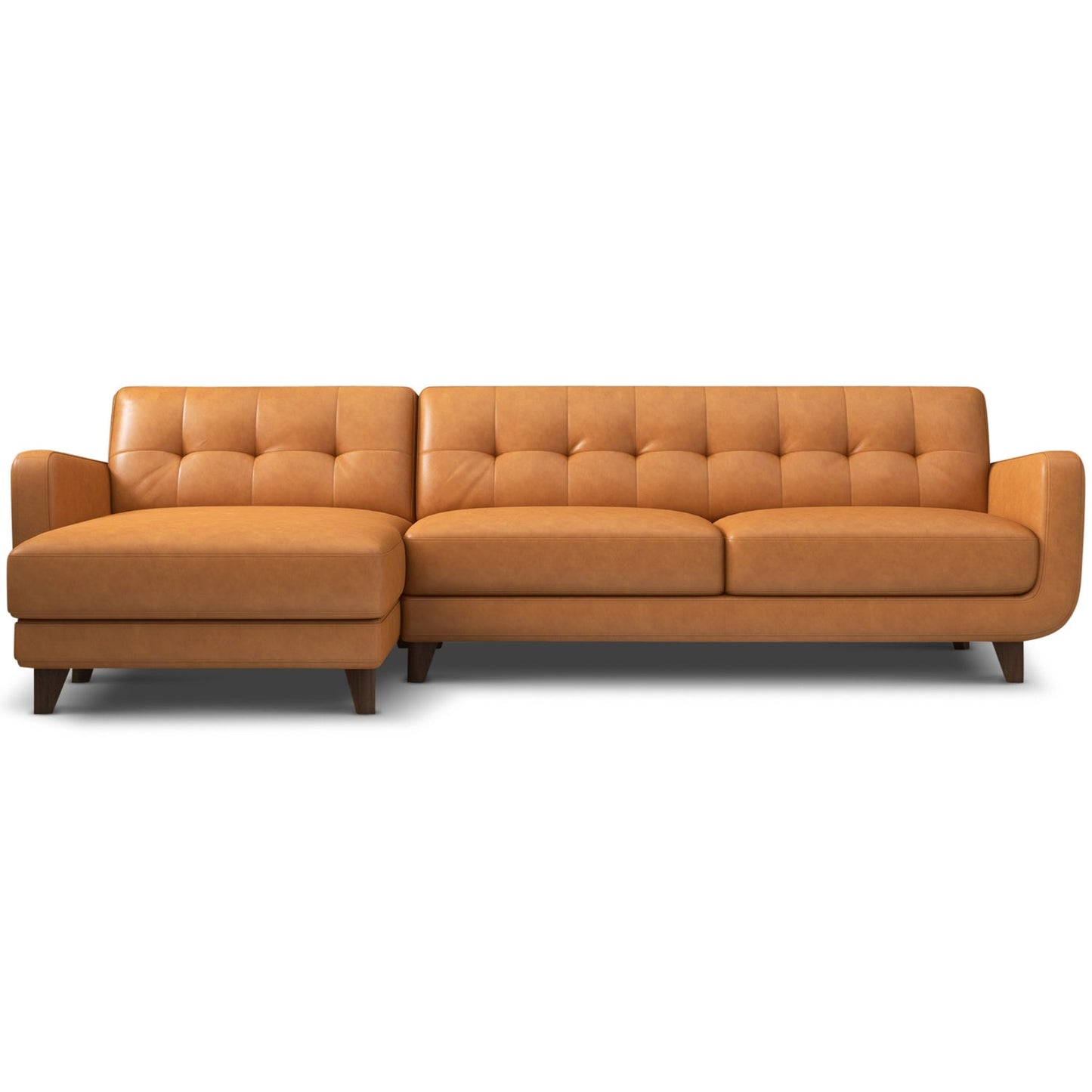 Allison Mid-Century Modern Tan Leather Sectional