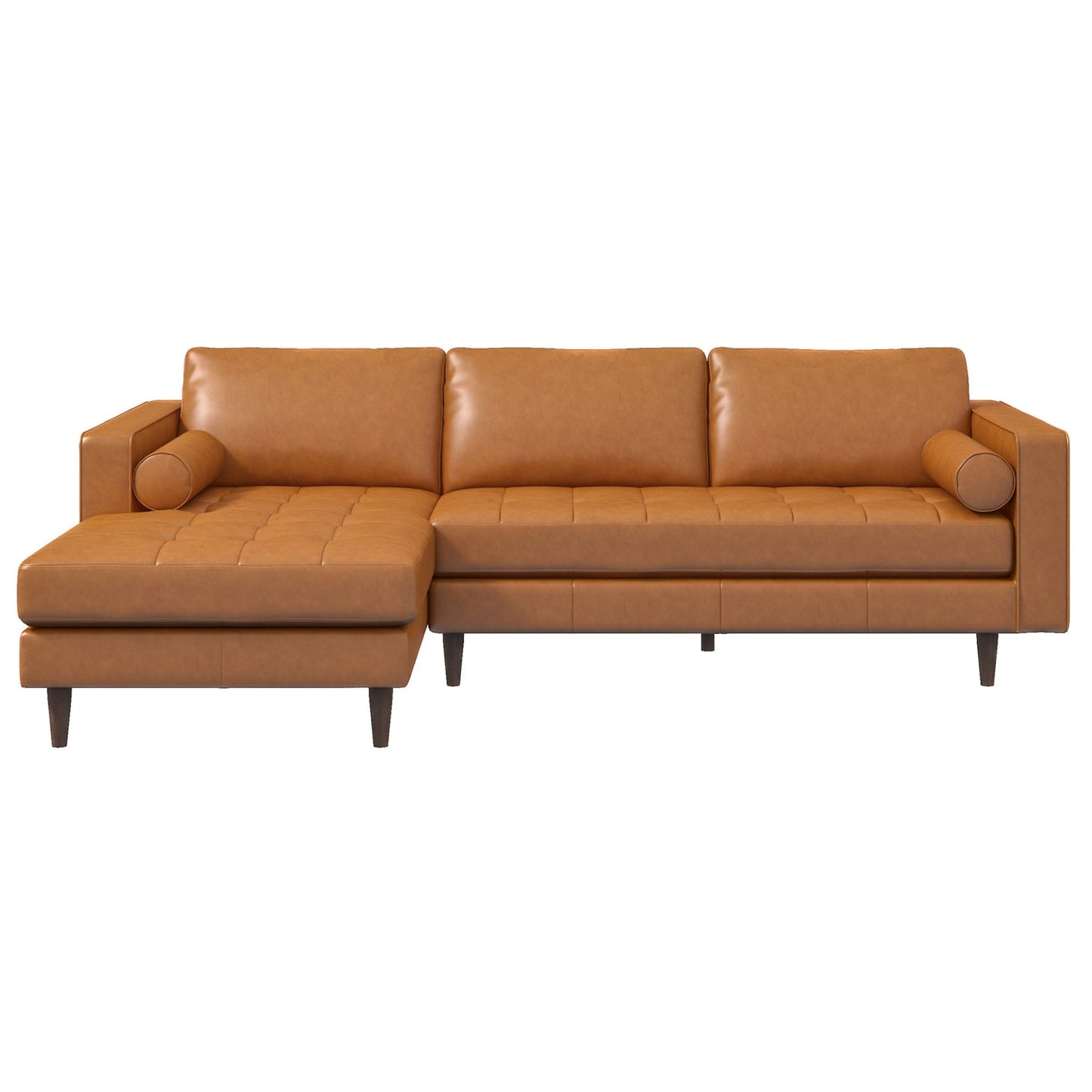 Anthony 101" Tan Genuine Leather L Shape Corner LAF Sectional