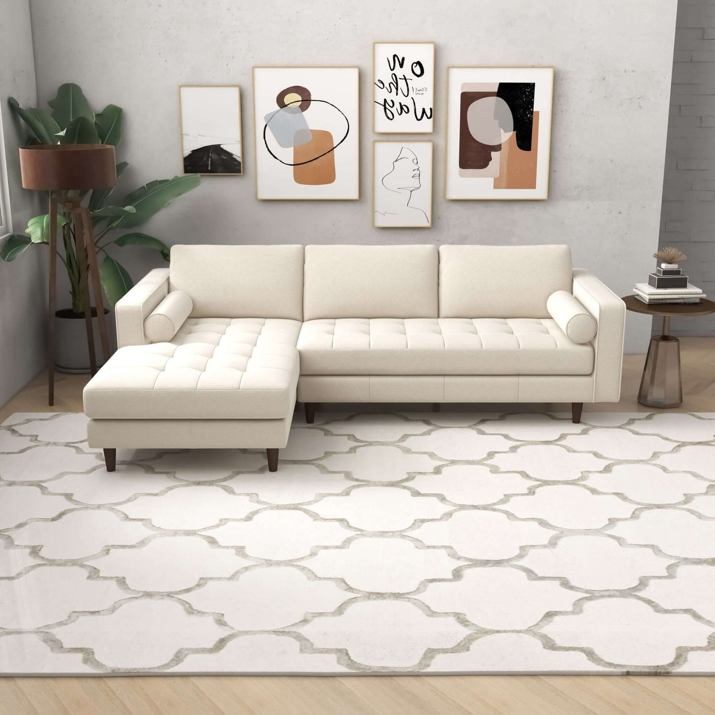 Anthony 101" Cream Boucle L Shape Corner Sectional