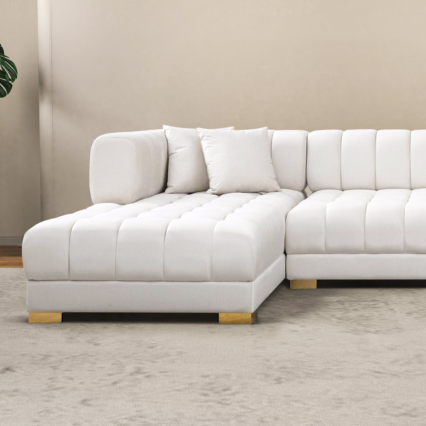 Marlow 142" Ivory Velvet U Shape Corner Sectional