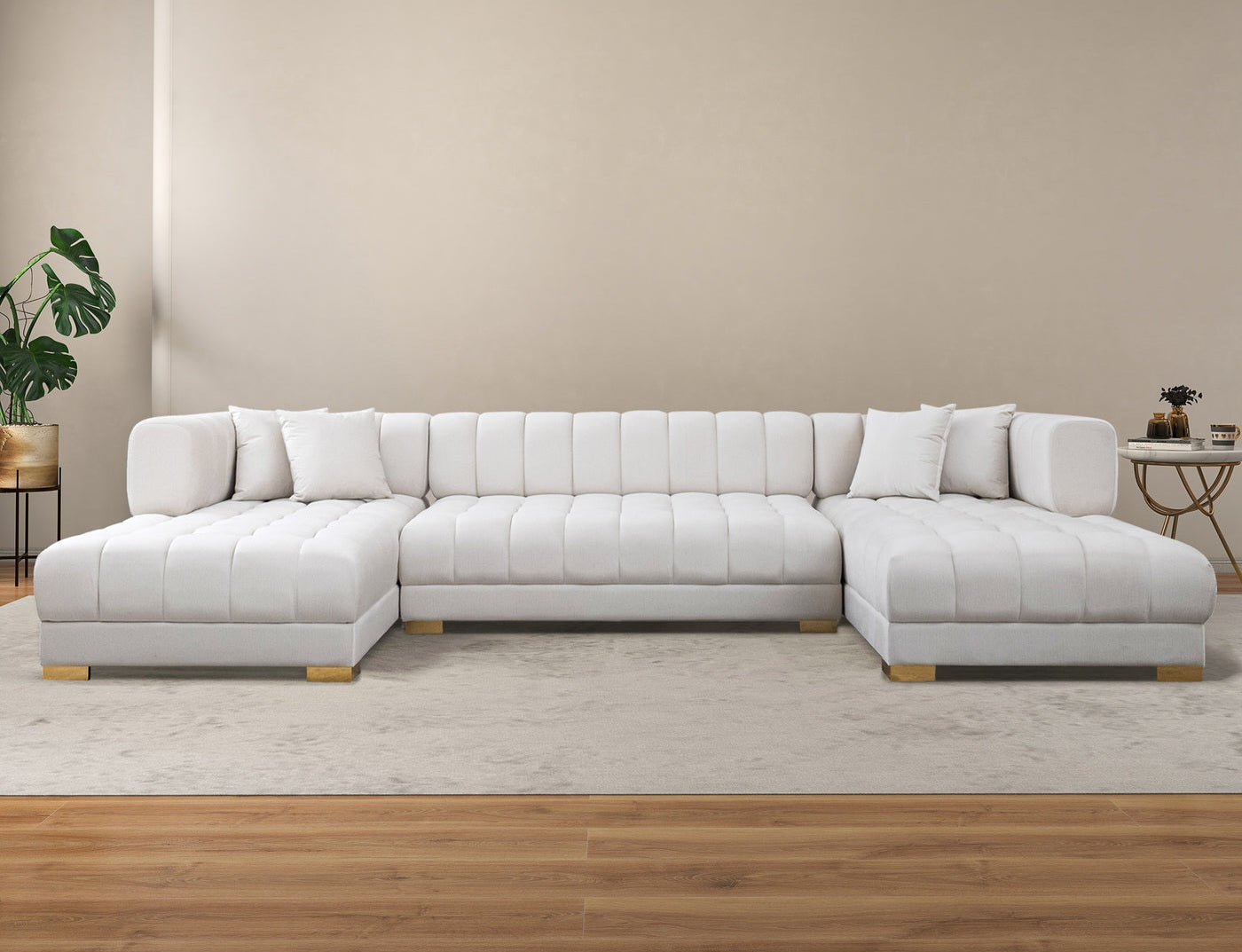 Marlow 142" Ivory Velvet U Shape Corner Sectional