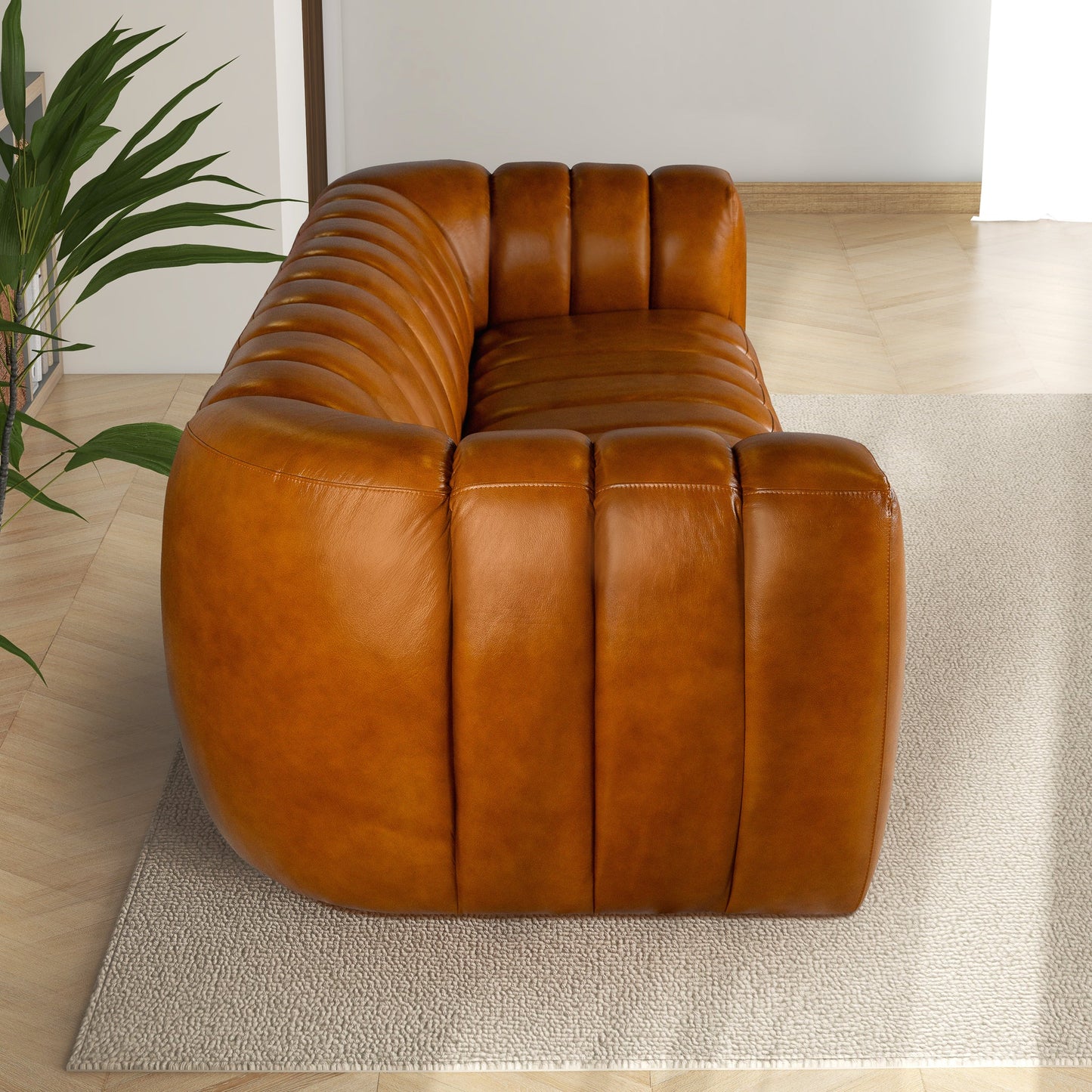 Maverik 90" Genuine Cognac Leather Couch