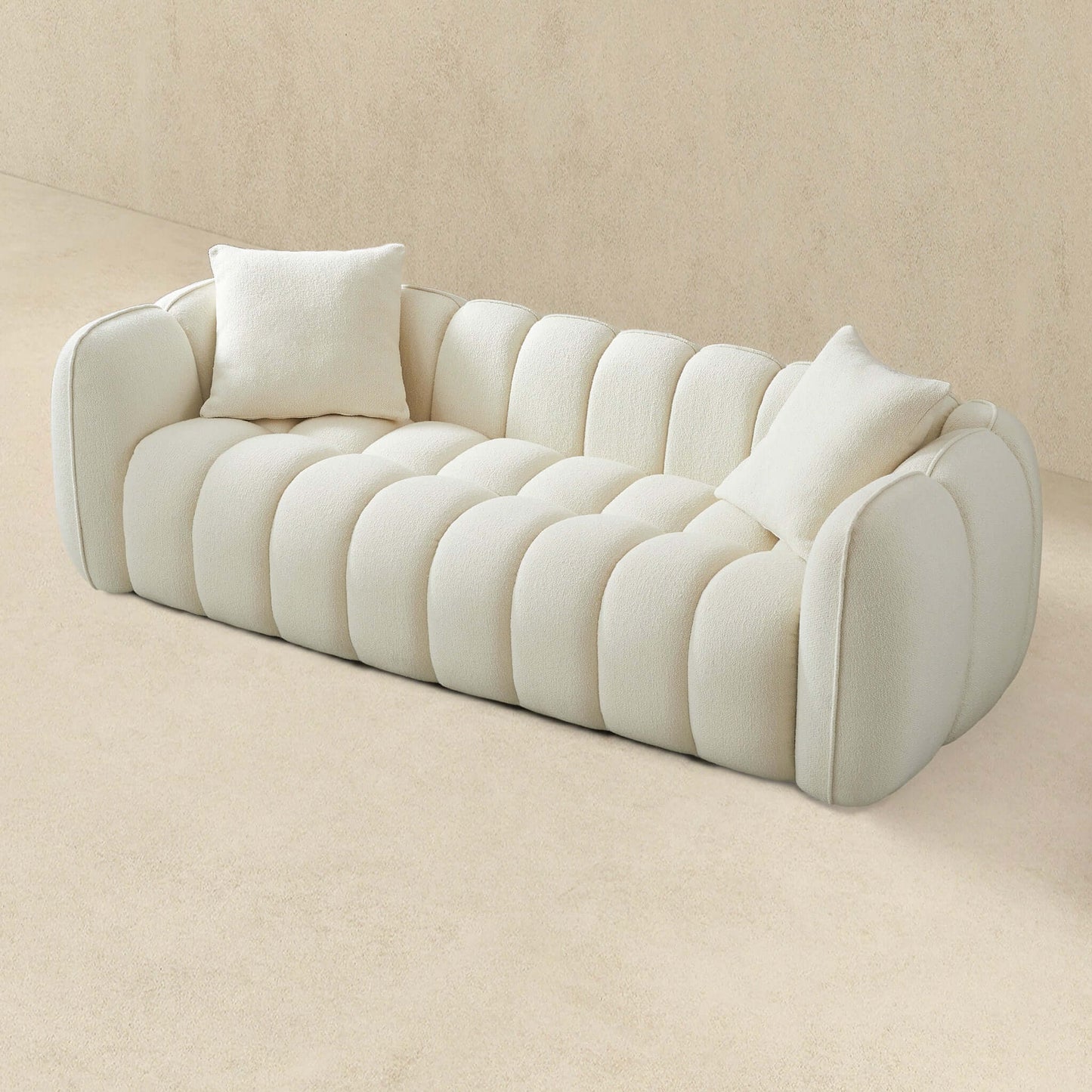 Marissa 90" Sofa (Cream Boucle)