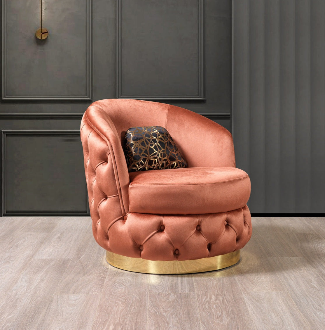 Lupino Orange Velvet Chair