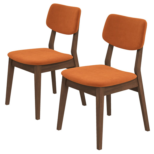 Carlos Burnt Orange Velvet Solid Back Side Chair (Set Of 2)