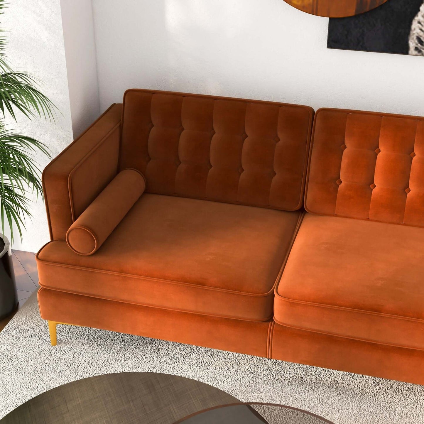 Brooke 101" Orange Mid-Century Modern Sectional