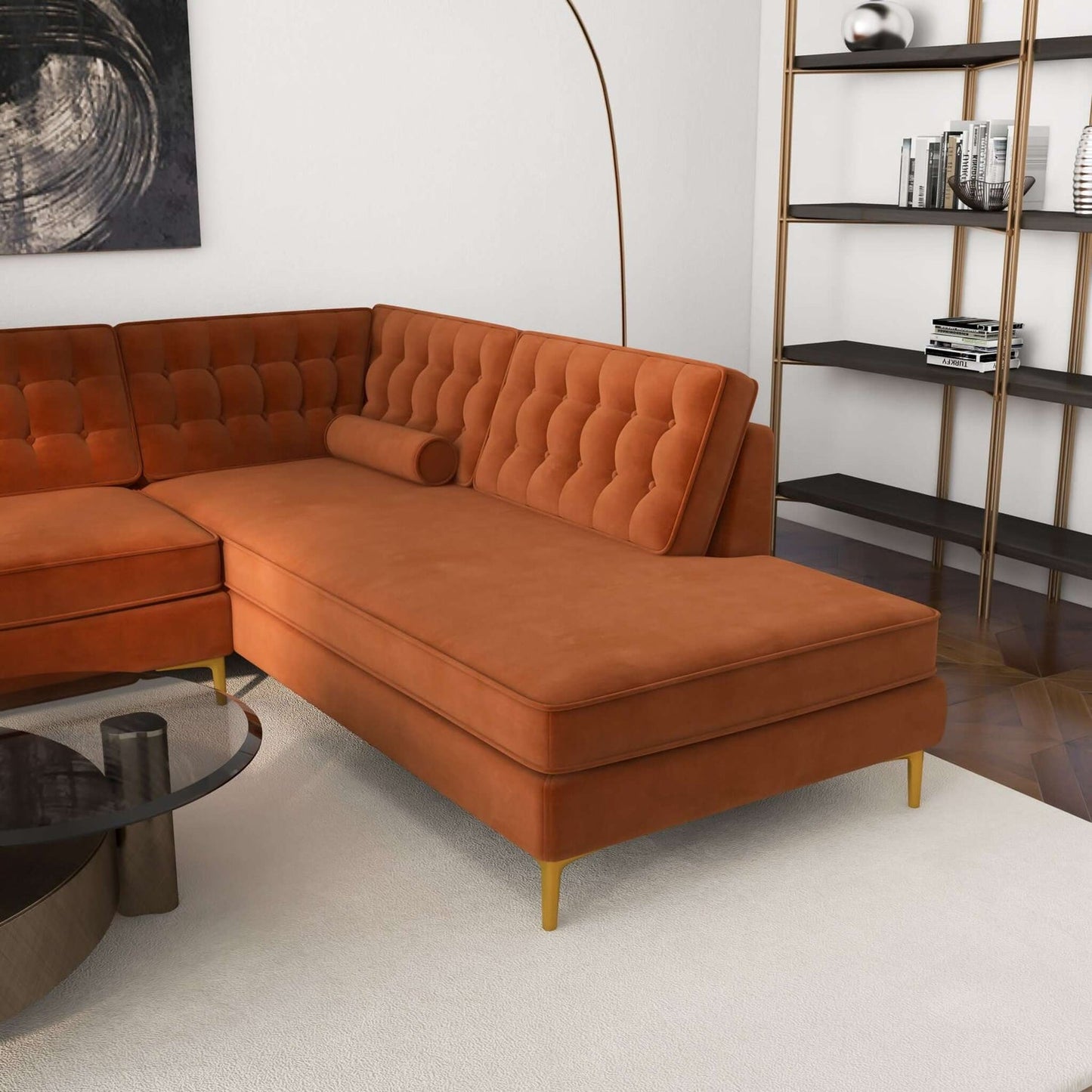 Brooke 101" Orange Mid-Century Modern Sectional