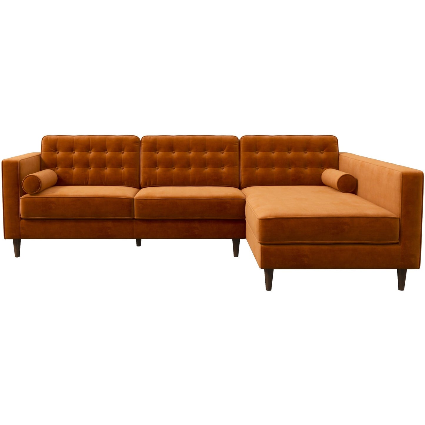 Christian 103" Mid-Century Modern Orange Velvet Sectional