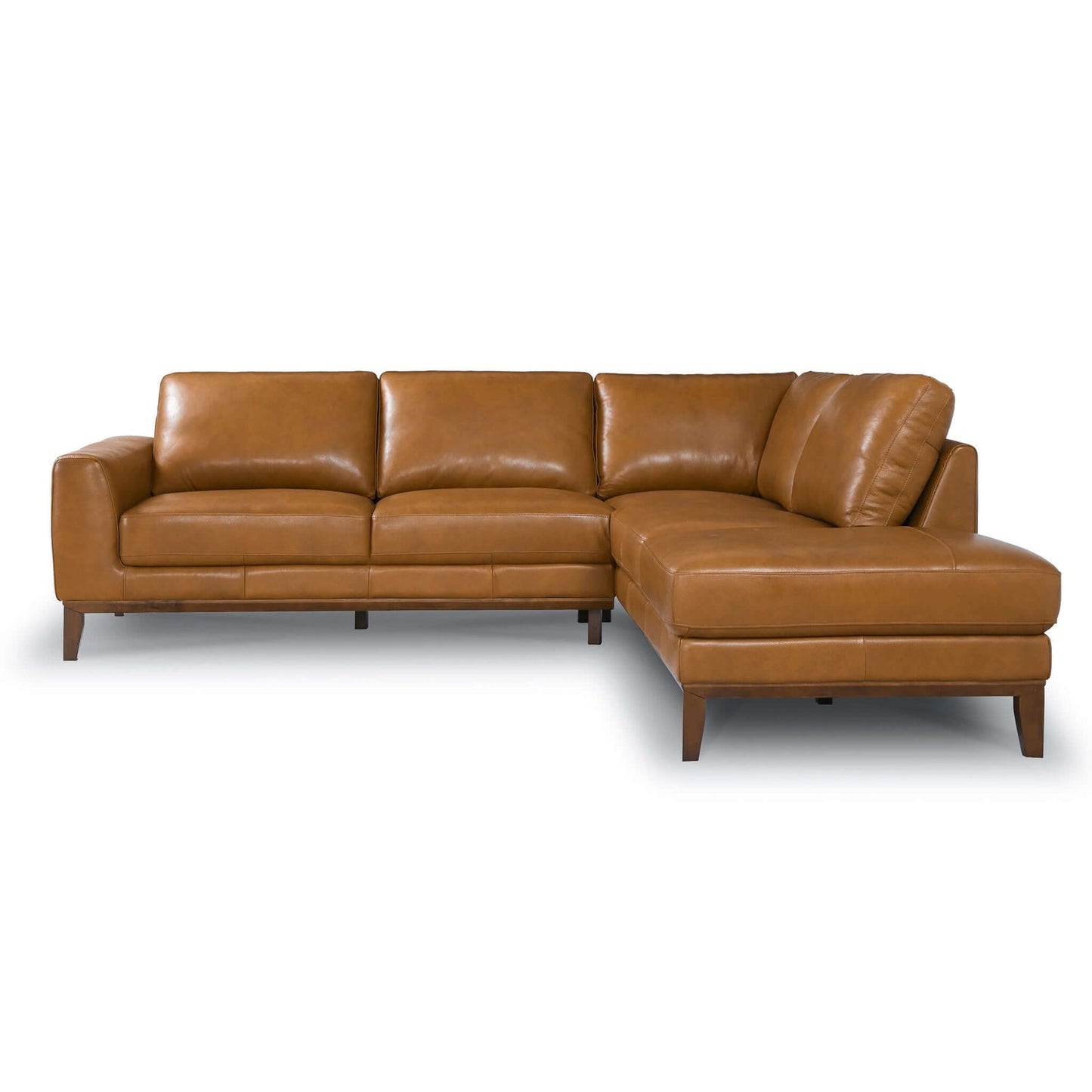 London 97" Mid-Century Modern Leather RAF Sectional Sofa