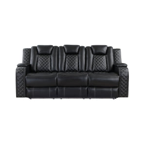 Radiant Black POWER/LED/BLUETOOTH SPEAKERS Reclining Sofa and Loveseat SH8895