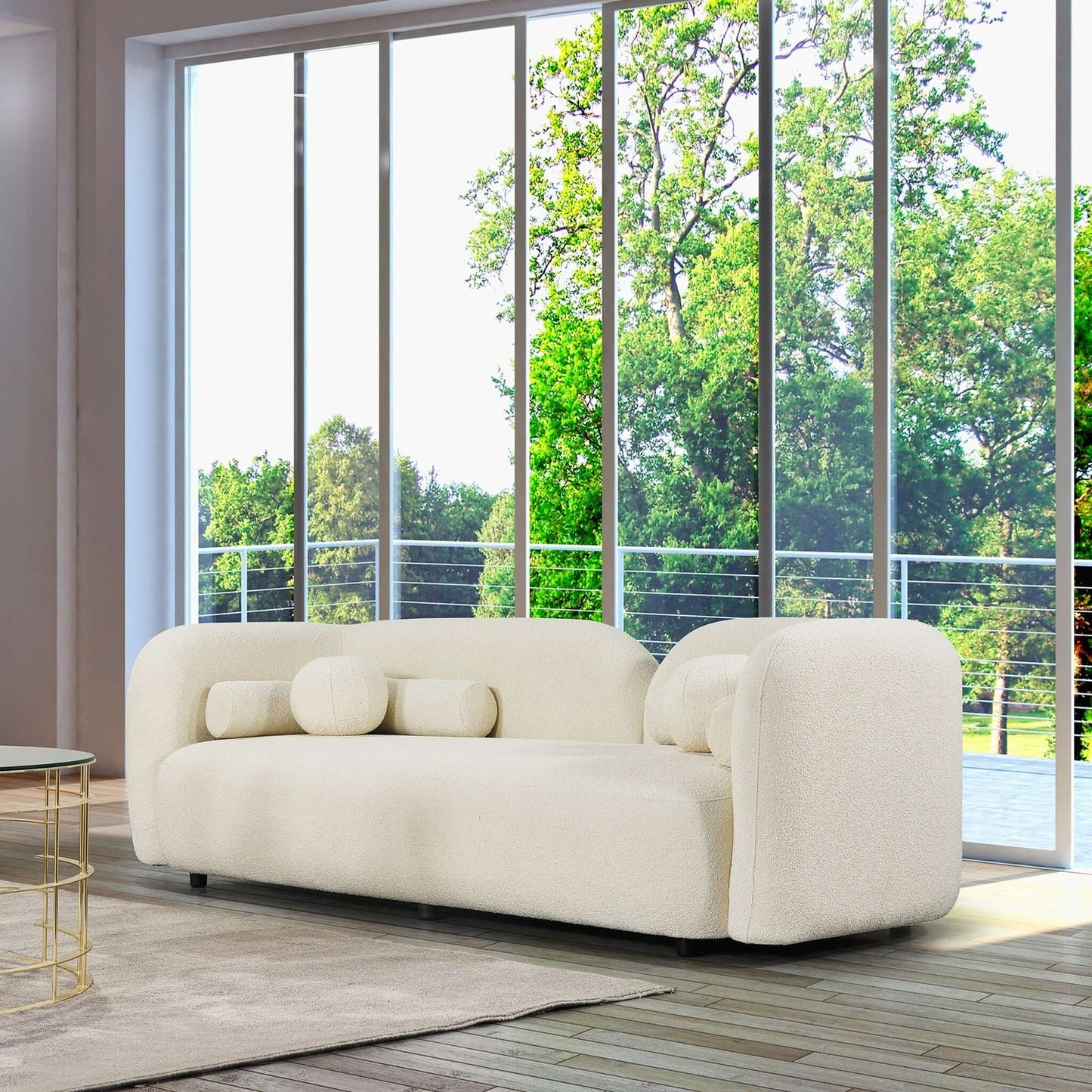 Donna Japandi Style Cream Boucle Sofa