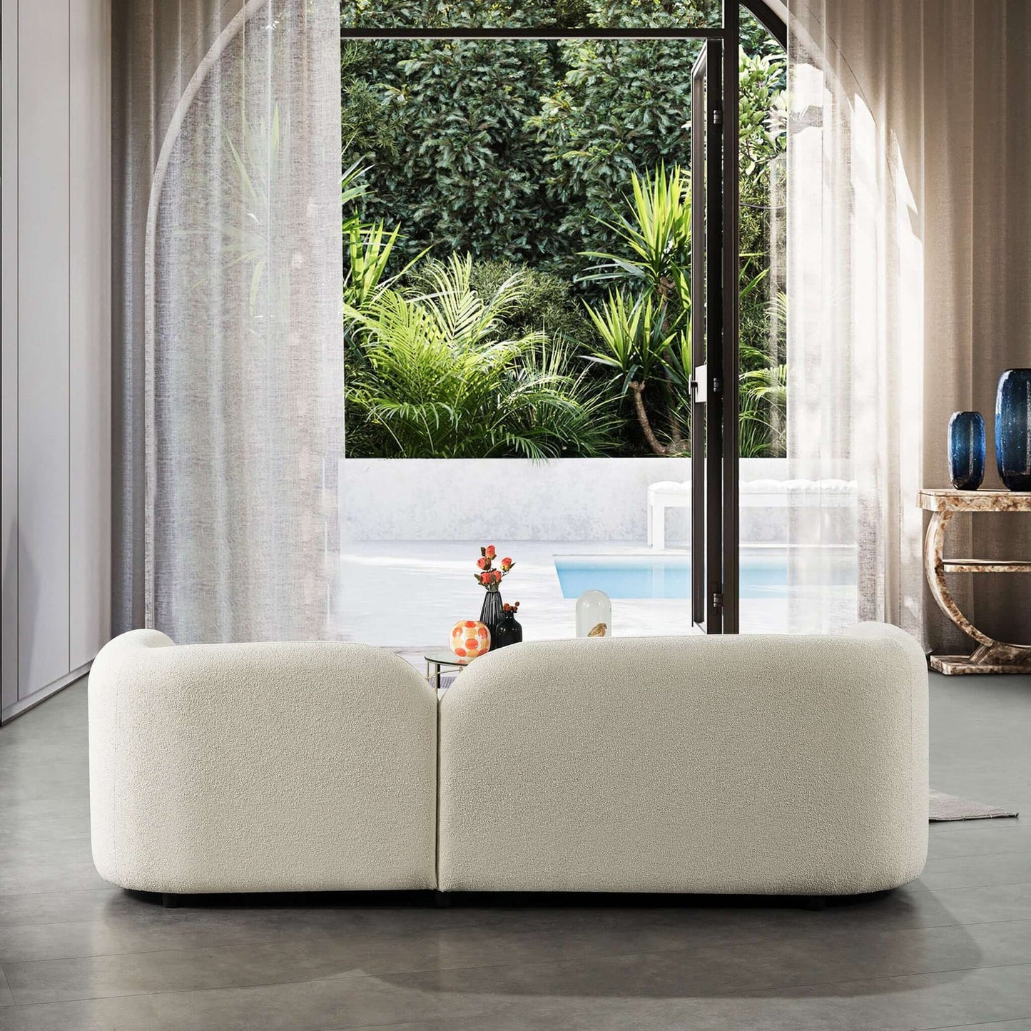 Donna Japandi Style Cream Boucle Sofa