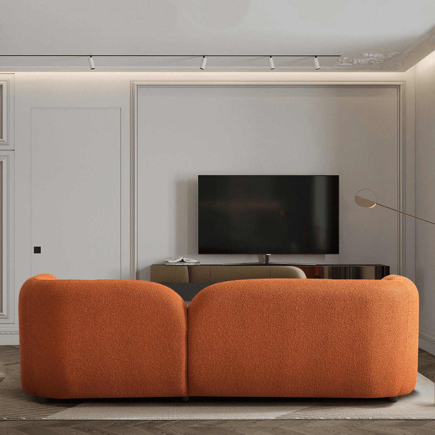 Donna Japandi Style Orange Boucle Sofa