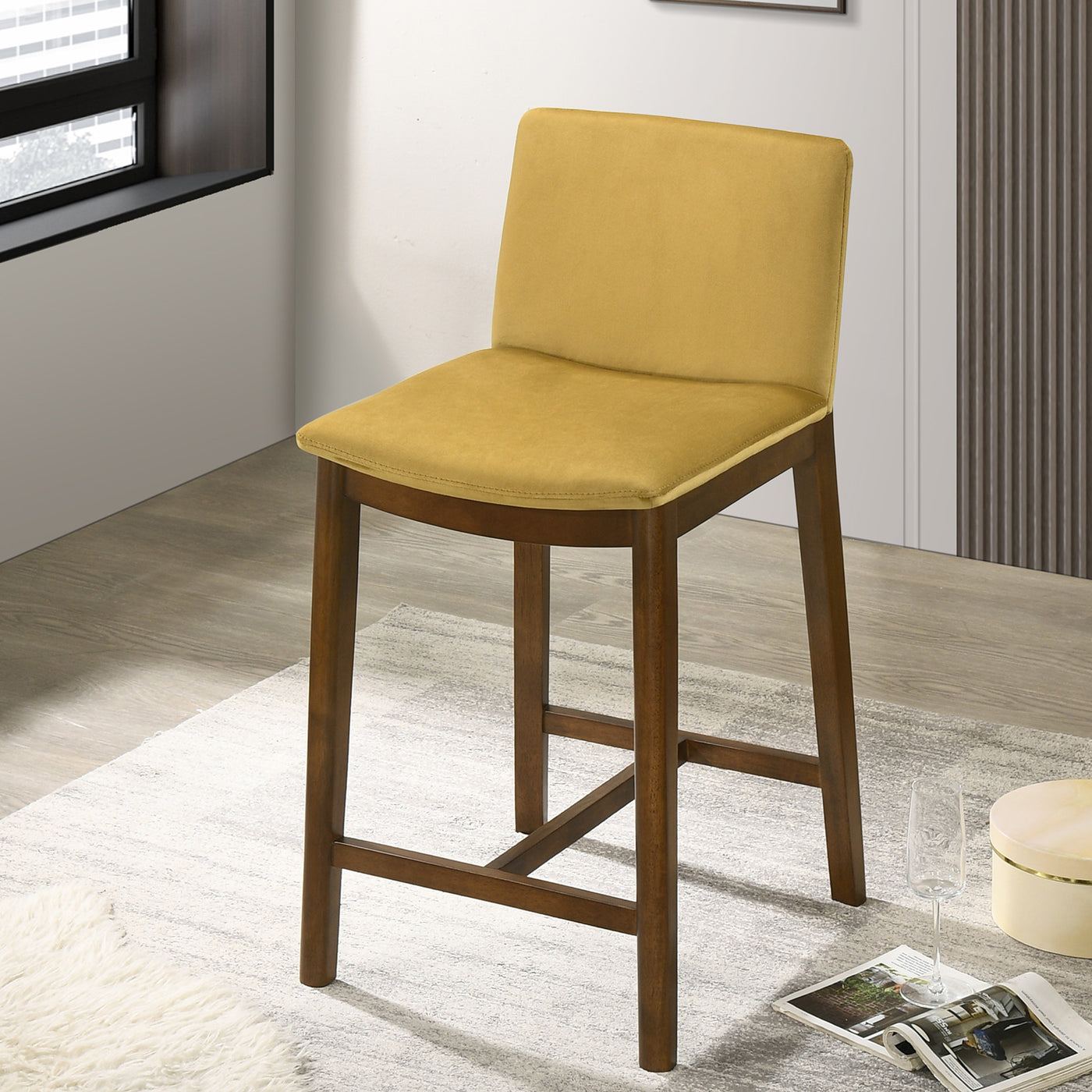 Shannon Counter Chair In Dark Yellow Velvet