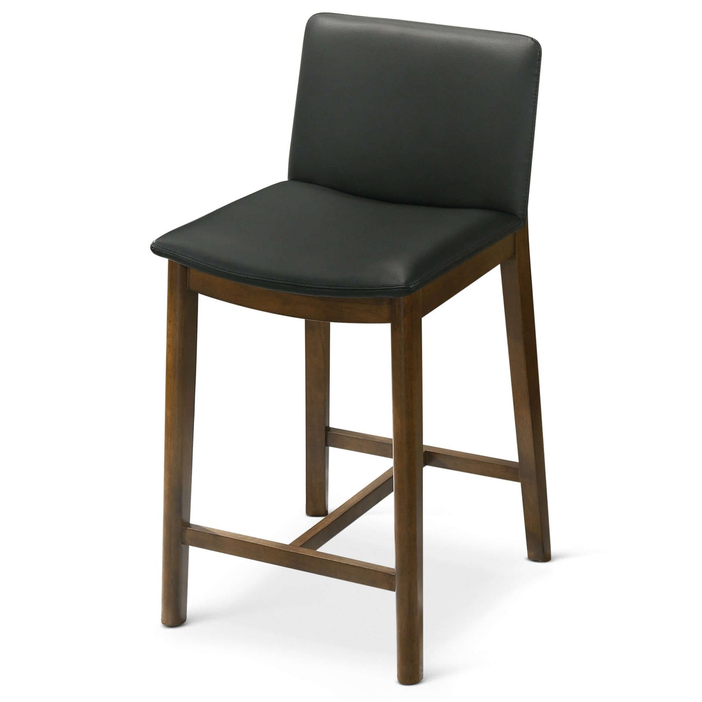 Shannon Mid-Century Modern 25.2'' Counter Stool In Black PU Leather