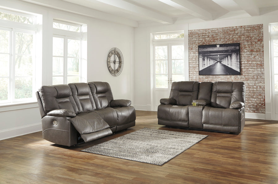 Wurstrow Smoke POWER Reclining Sofa and Loveseat U54602