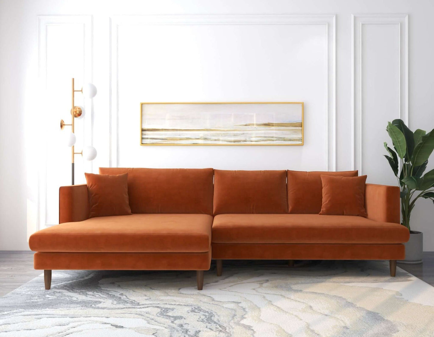 Blake 107" Orange L-Shaped Sectional Sofa Left Facing