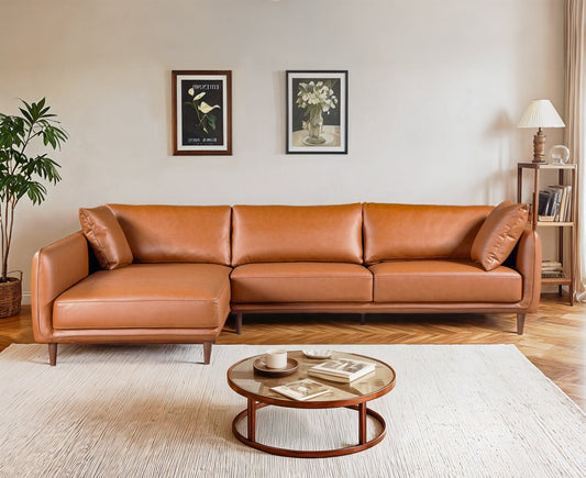 Cairo Sectional Left Sofa - Cognac Vegan Leather