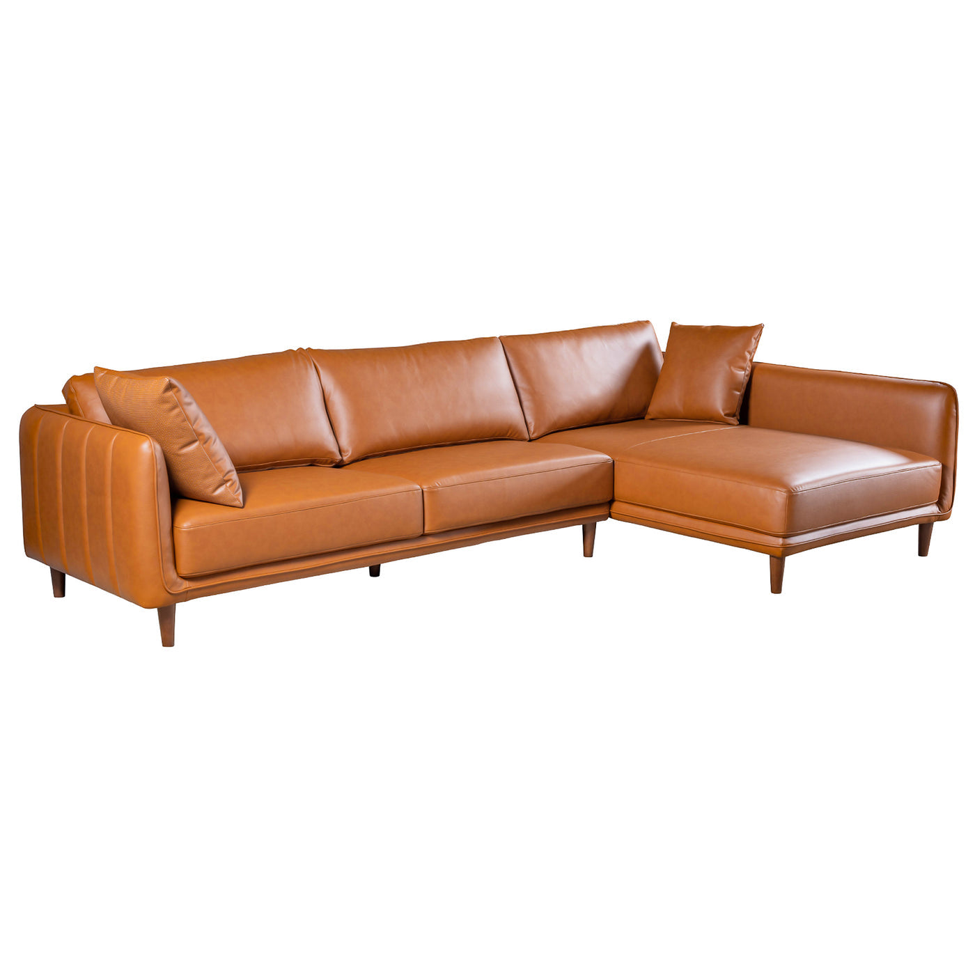 Cairo Sectional Right Sofa - Cognac Vegan Leather