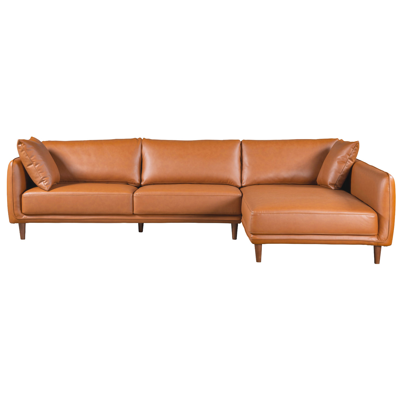 Cairo Sectional Right Sofa - Cognac Vegan Leather