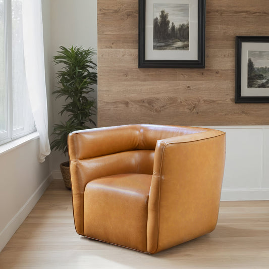 Callan Swivel Chair - Vegan Tan Leather