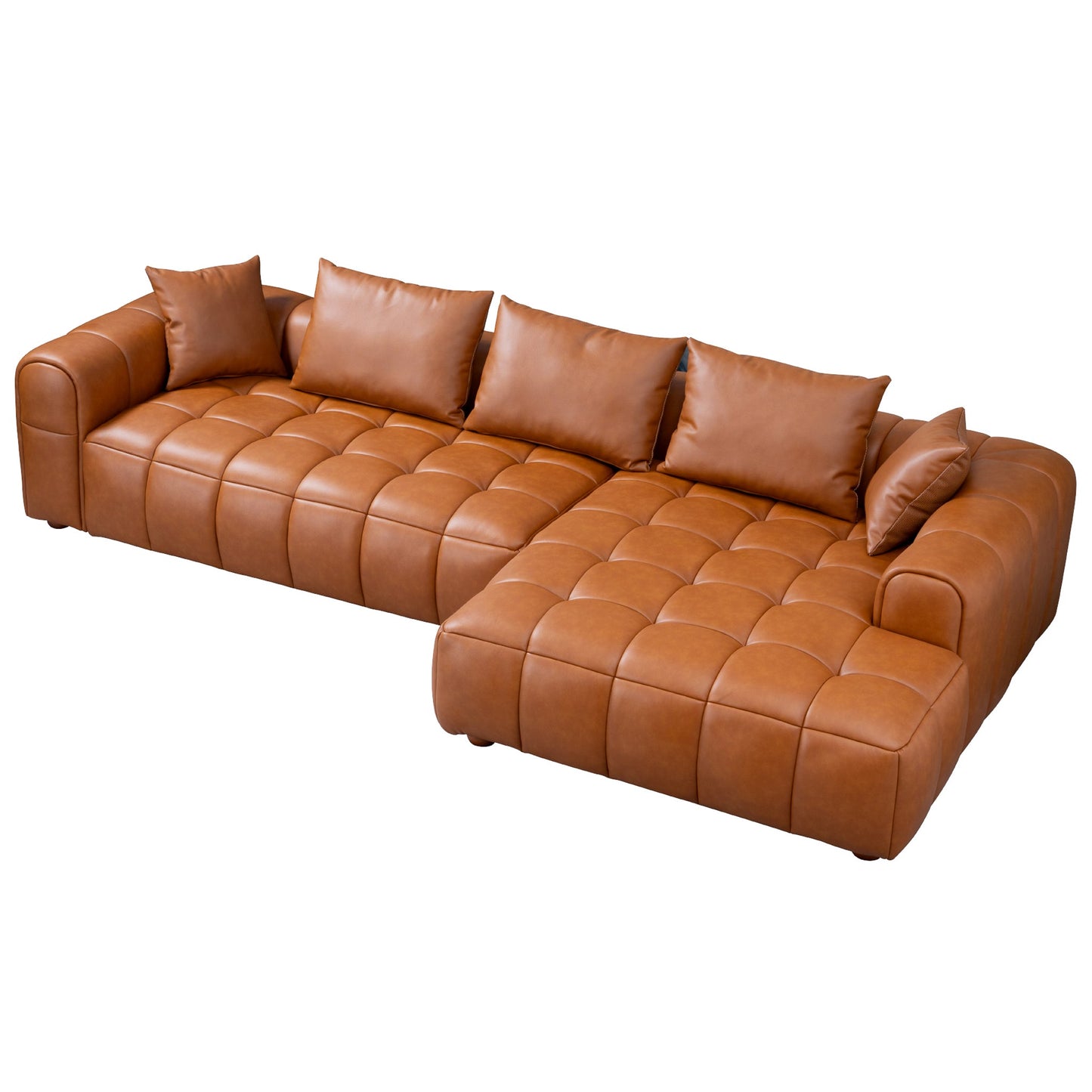 Clark 120" Sectional Right Sofa  Cognac Leather