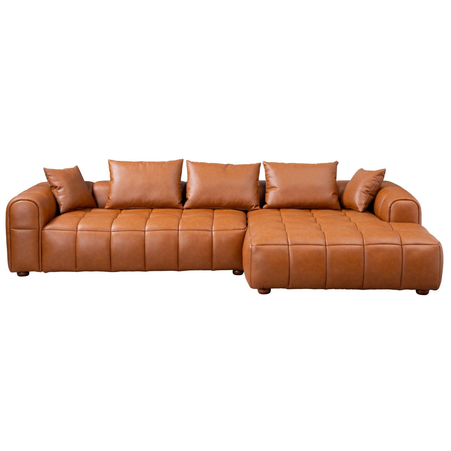 Clark 120" Sectional Right Sofa  Cognac Leather