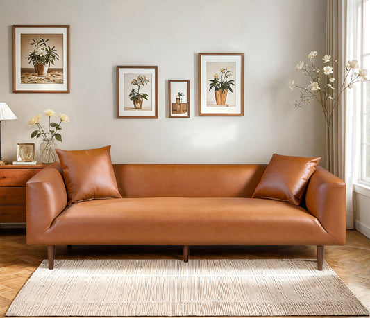 Elwood Cognac Vegan Leather Sofa