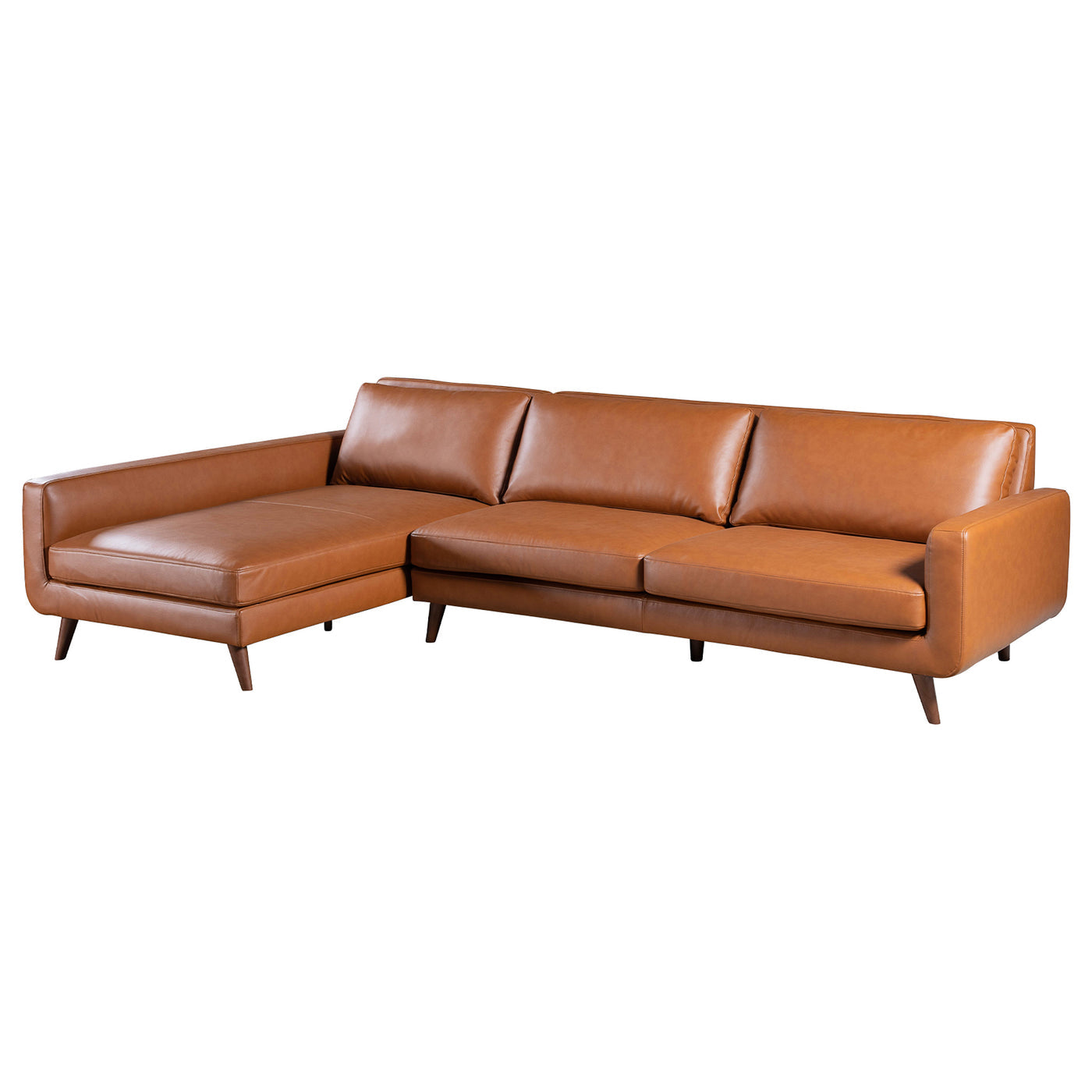 Garland Cognac Vegan Leather Left Sectional Sofa