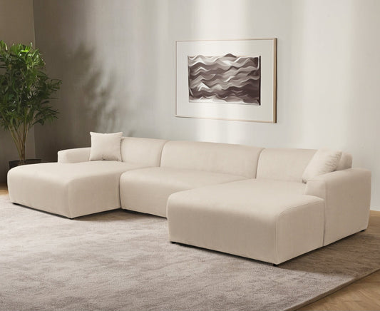 Mar U Shape Corner Sofa  Cream Corduroy