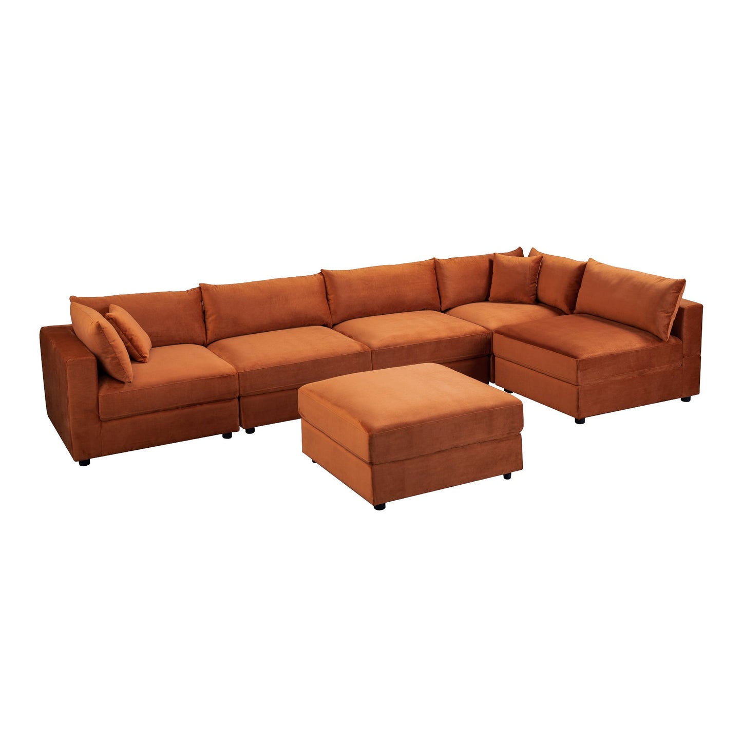 Uptown 106" Burnt Orange Velvet Modular Sofa