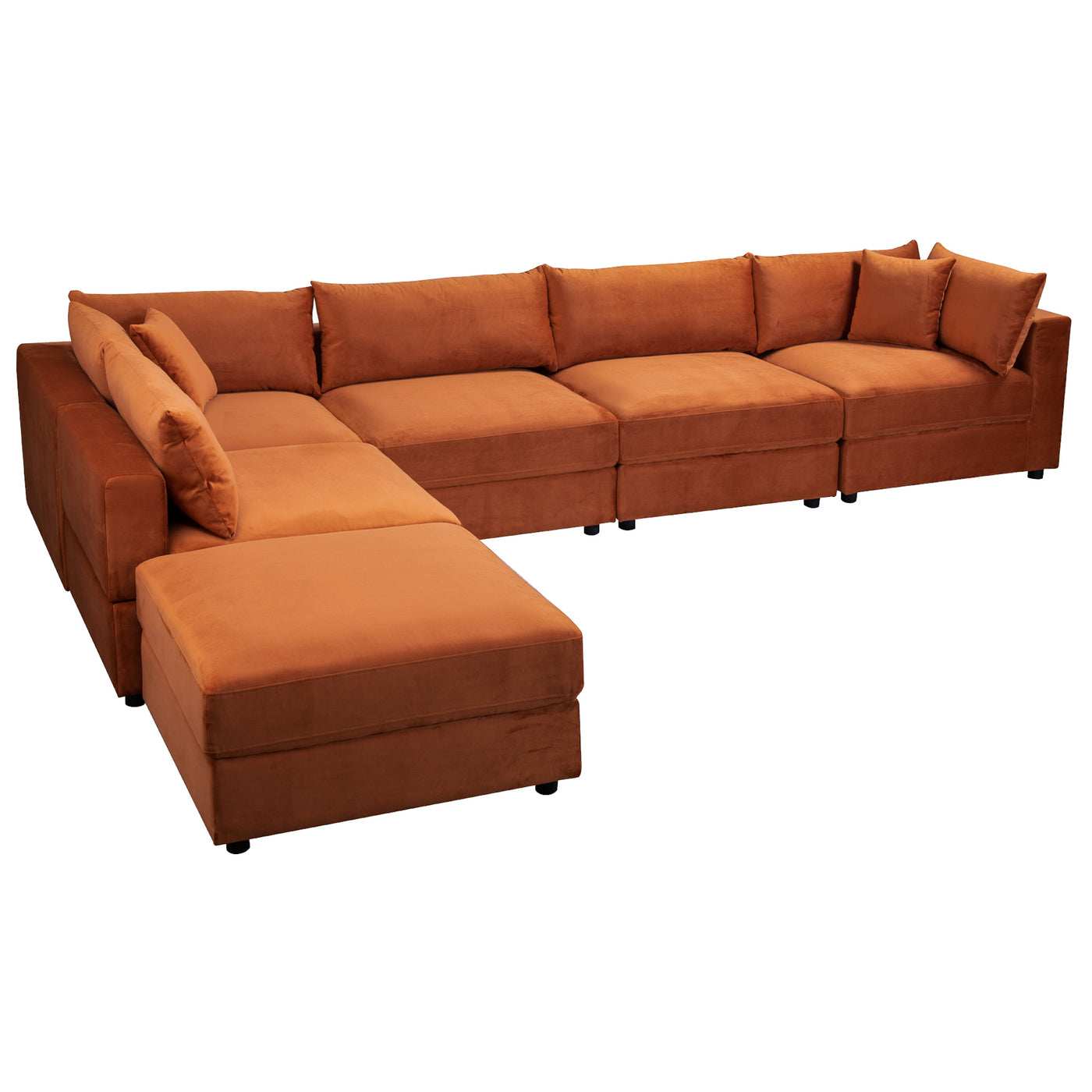 Uptown 106" Burnt Orange Velvet Modular Sofa