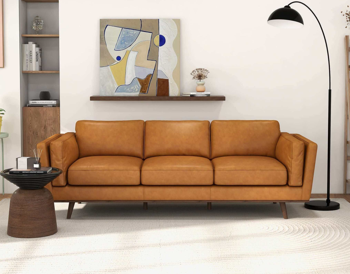 Chase 91"  Tan Genuine Leather Sofa