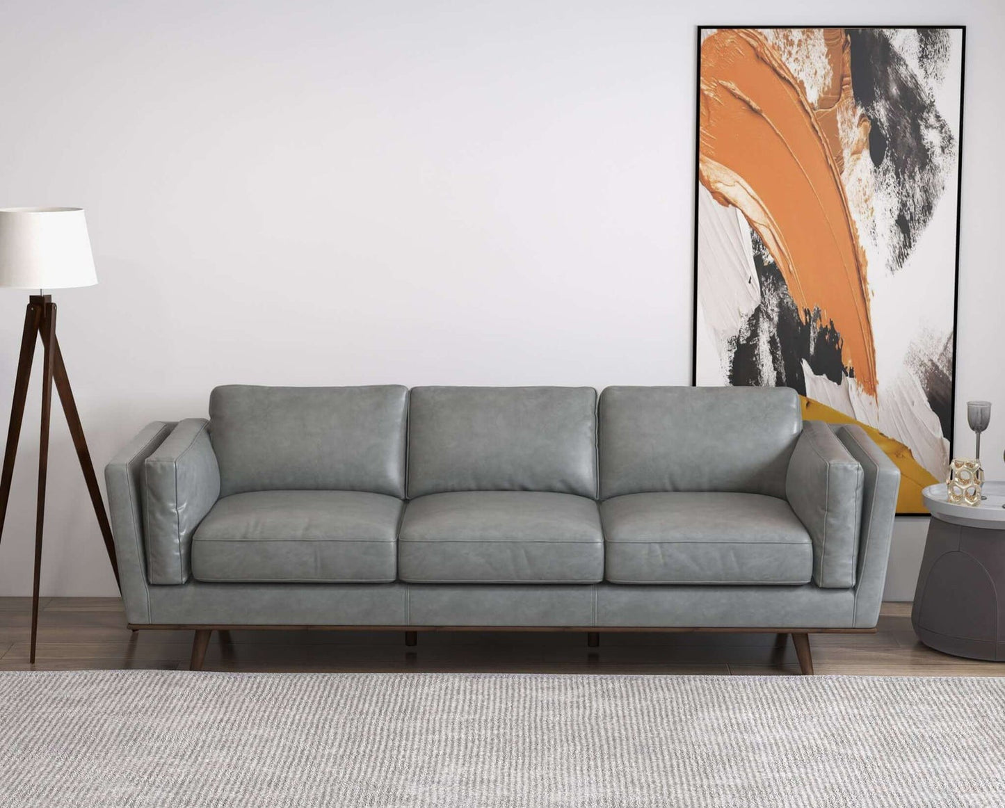 Chase 91" Scuro Grey Genuine Leather Sofa