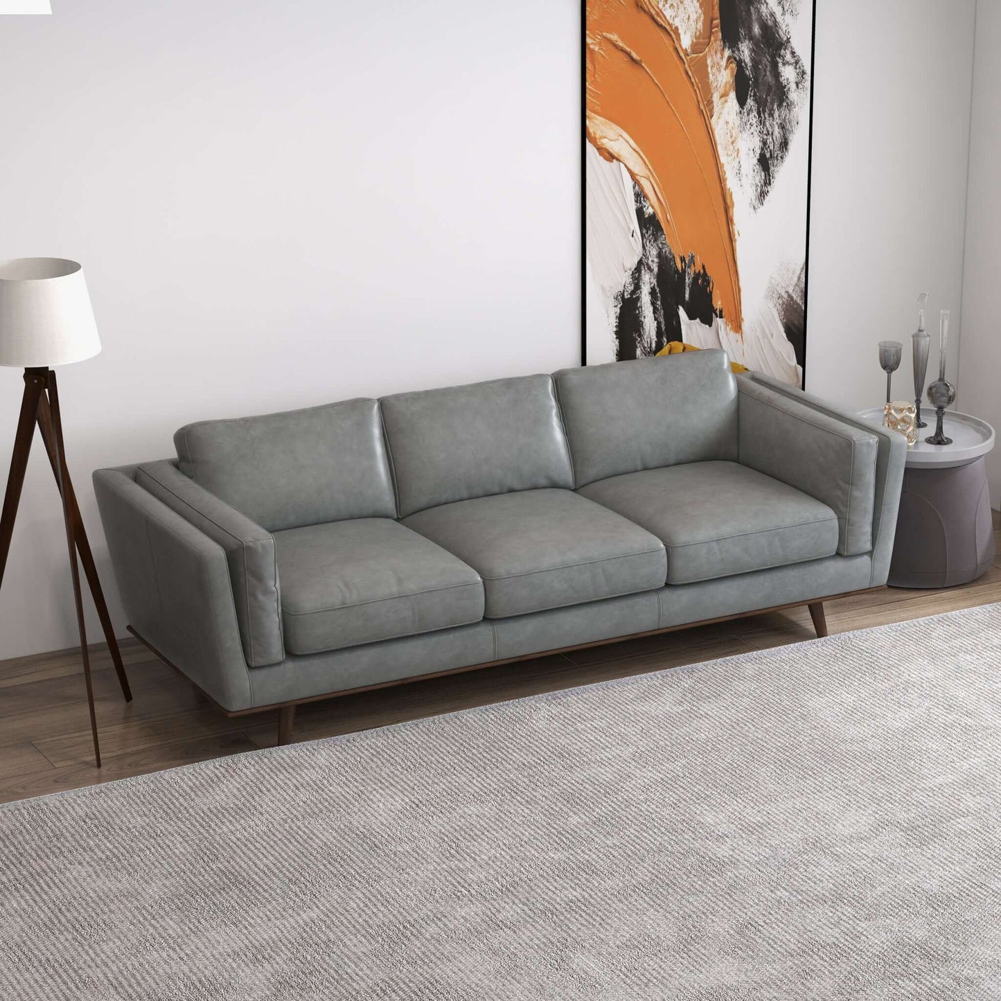 Chase 91" Scuro Grey Genuine Leather Sofa