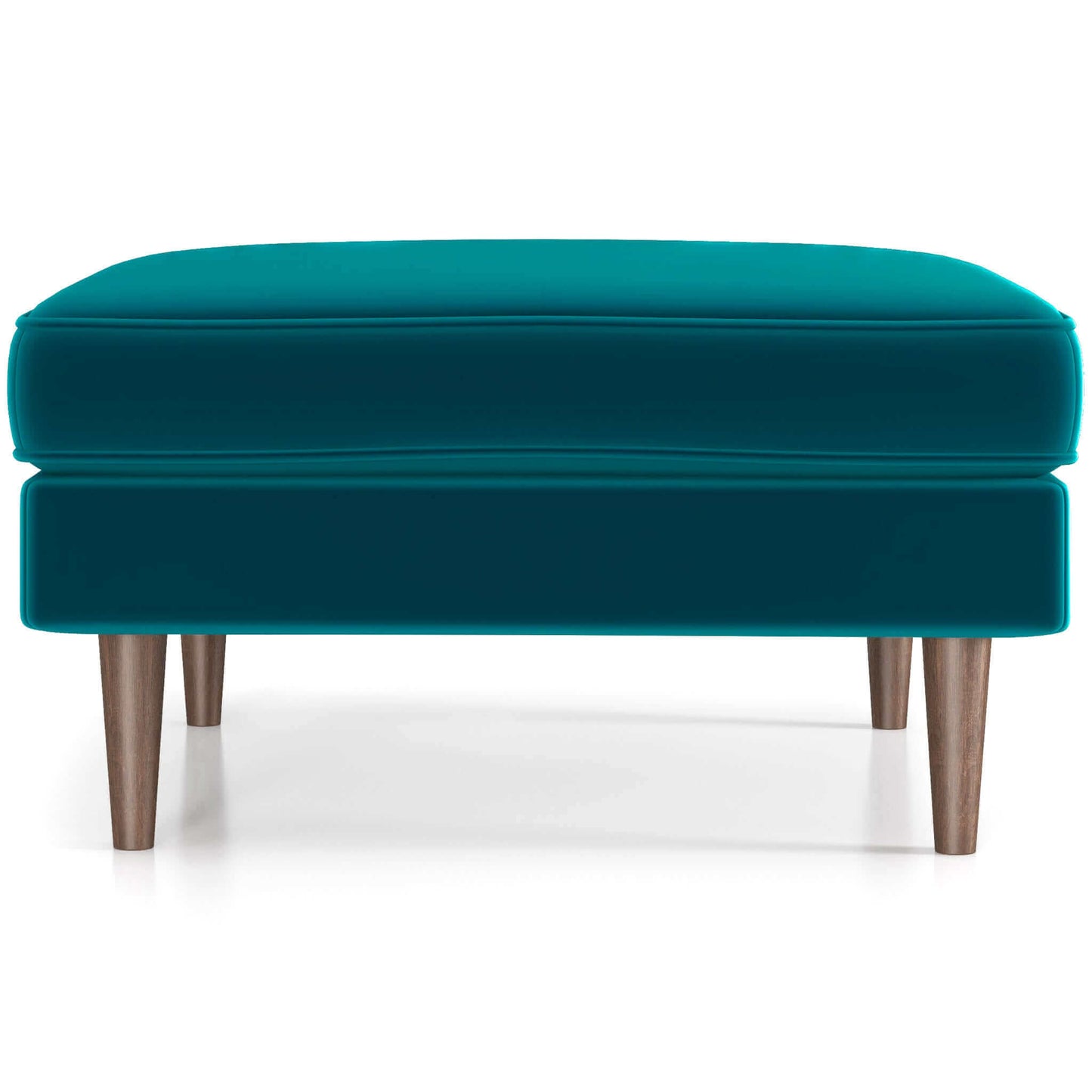 Amber Mid-Century Modern Square Upholstered Ottoman Green