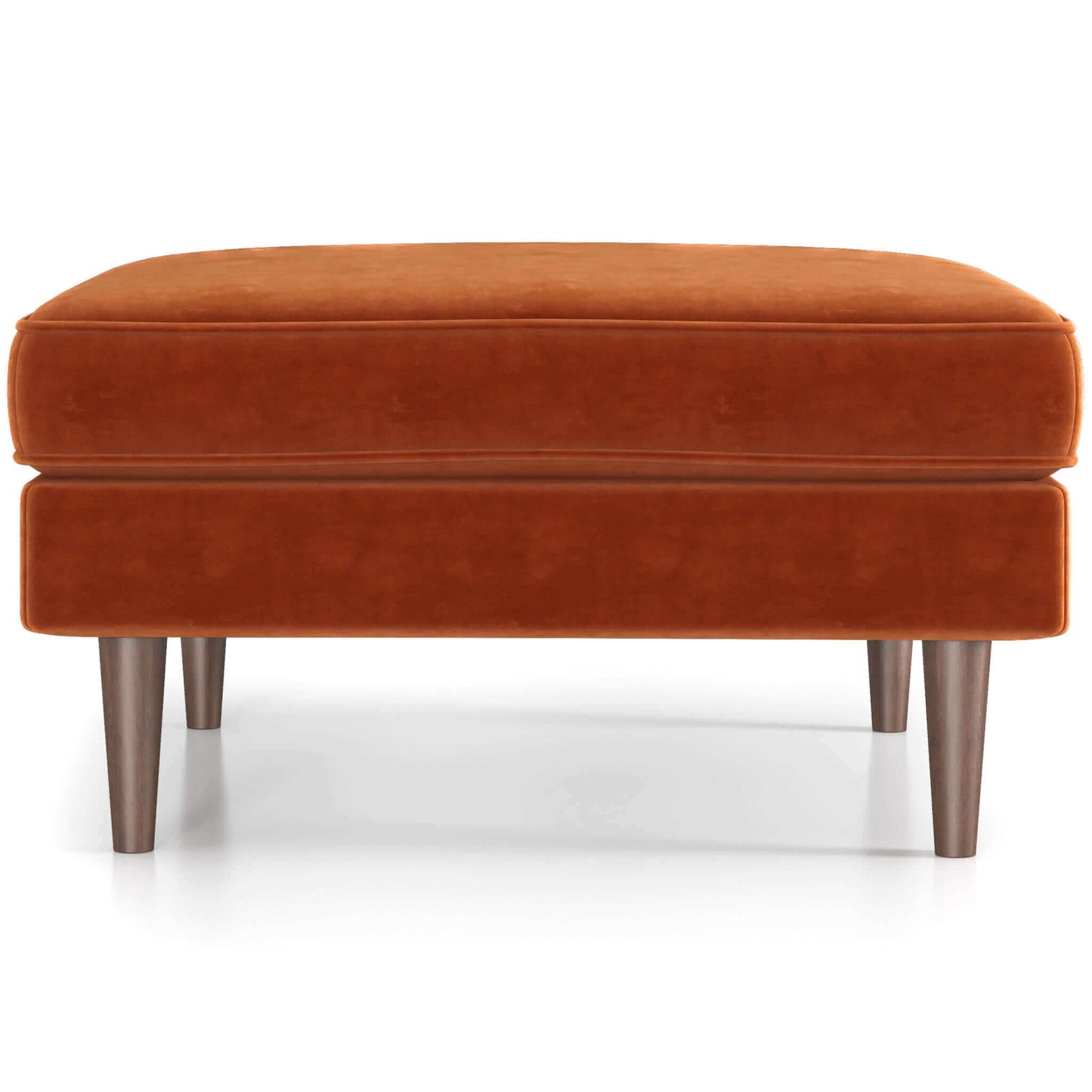 Amber Mid-Century Modern Square Upholstered Ottoman Orange